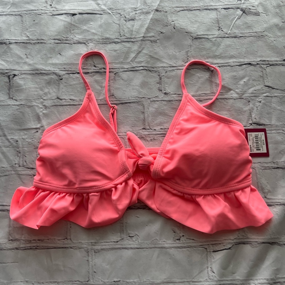 SO Pink Ruffle Bikini Top